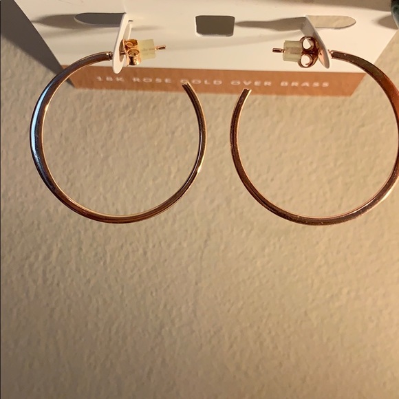 Rose Gold Plated Hoop Earrings *NEVER WORN* - Picture 3 of 4